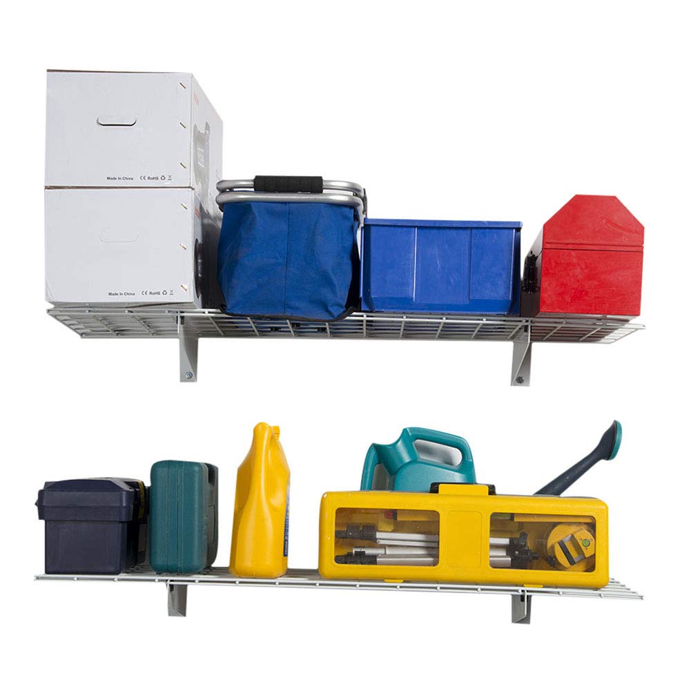 Wallmaster 2-Pack 15x45 Heavy Duty Garage Wall Shelving 45-inch-by-15-inch Wall Mount Garage Storage Rack Floating Shelves Max Load 400lb White Wallmaster