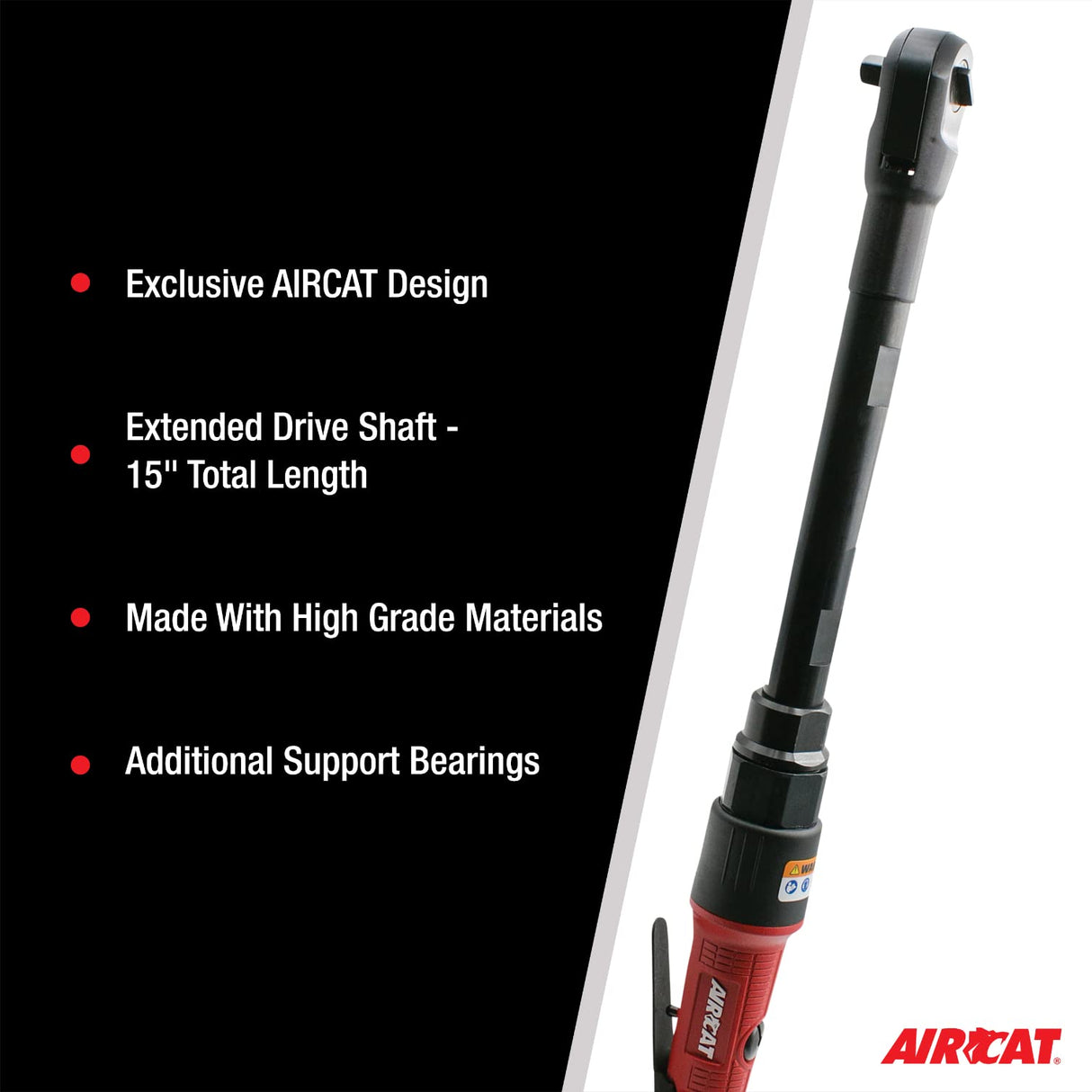 AIRCAT Pneumatic Tools 808-15-25: 15.3 Inch Long Reach Ratchet 200 RPM, 30 ft-lbs Maximum Torque - 1/4-Inch AIRCAT