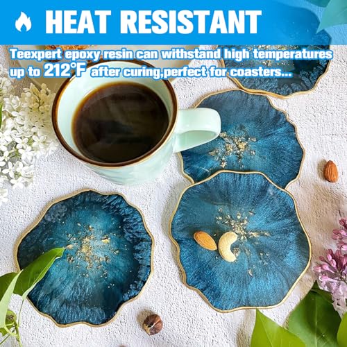 Teexpert Epoxy Resin - Fast Curing Resin 1 Gallon 4 Hours Demold Crystal Clear & Self-Leveling Casting Resin 8-10 Hours Quick Cure Epoxy Resin Kit Teexpert