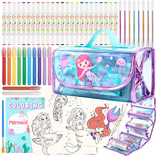 53pcs Fruit Scented Markers Set - Art Coloring Drawing Kits for Kids with Unicorn Pencil Case, Art Supplies for Kids Ages 4 6 8,Stationary Set Pencil