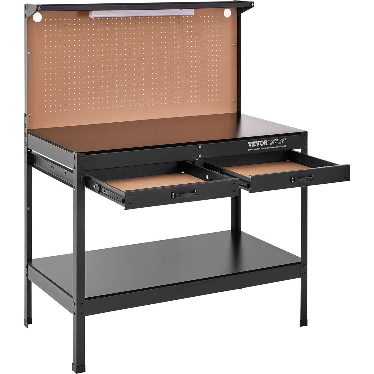 VEVOR Workbench A3 Steel Work Bench for Garage max. 1500W Heavy Duty Workbench 220lbs Weight Capacity 0.47" Bench top Thickness Hardwood Workbench VEVOR