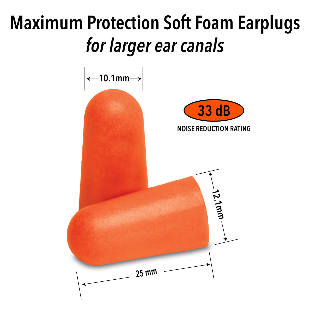 Mack's Maximum Protection Soft Foam Shooting Ear Plugs, 50 Pair - 33 dB Highest NRR – Comfortable Earplugs for Hunting, Tactical, Target, Skeet and Mack's