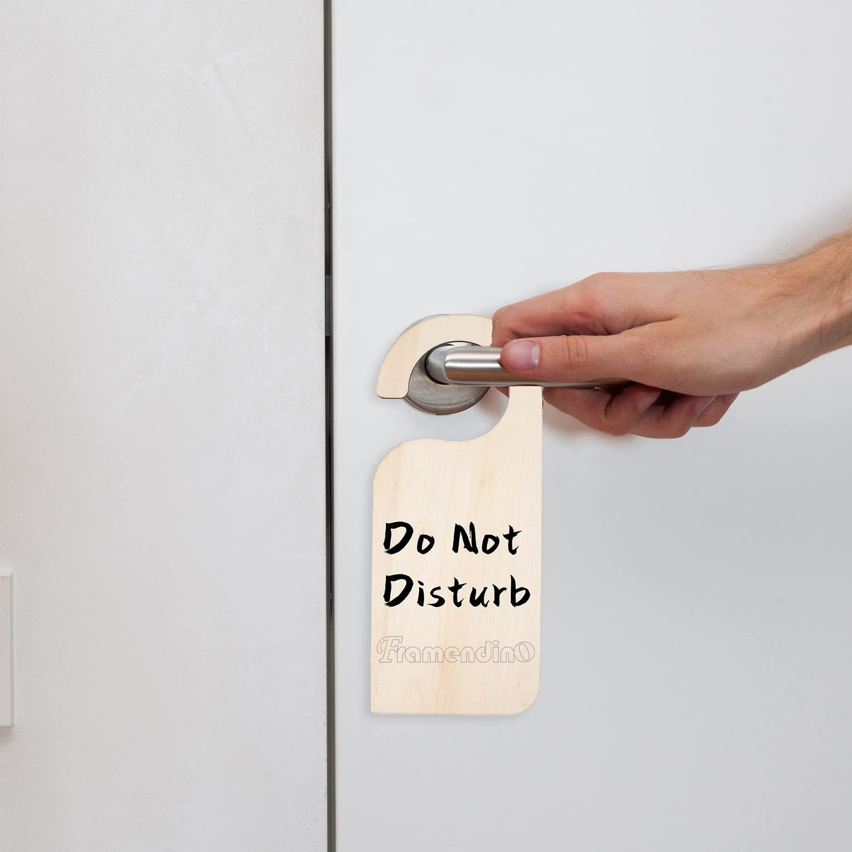 Framendino, 6 Pieces Unfinished Wood Door Sign Blank Wooden Hanger Plaque DIY Craft Project Message Notes Memo Board Door Knob Sign Framendino