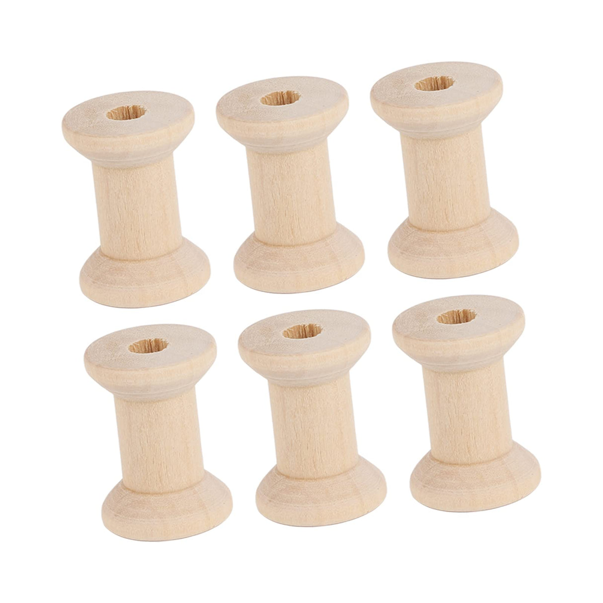 50PCS Hourglass Wooden Spools, Wooden Spools for Crafts, Unfinished Empty Thread Spool, Wooden Ribbon Spools Empty Wooden Thread Spools for Arts and HERCHR