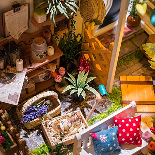 Rolife Dollhouse DIY Miniature Set Garden House LED Model Building Kit Hobby CraftHome Decor-Christmas Birthday Gifts for Boys Girls Women Friends Rolife