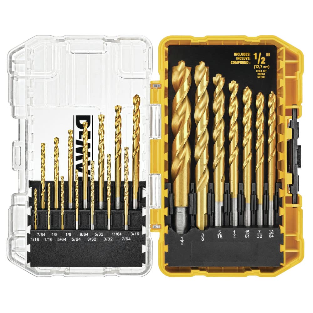 DEWALT Titanium Nitride Coated Drill Bit Set, Pilot Point, 21-Piece (DW1361) DEWALT