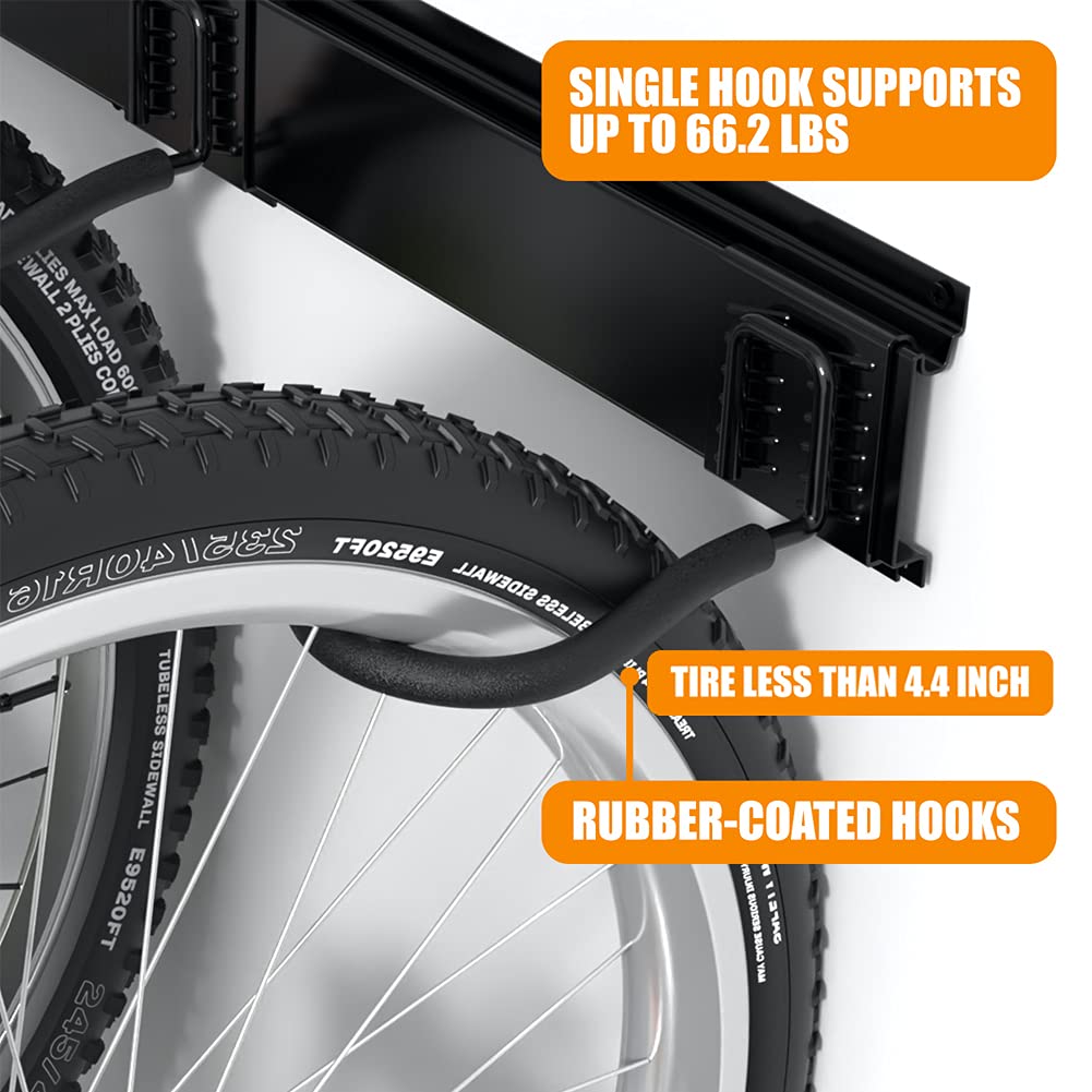 TORACK Bike Storage Rack, 6 Bike Rack Wall Mount Home and Garage Organizer, Vertical Bicycles Hanger Hooks for Indoor Space Saving TORACK