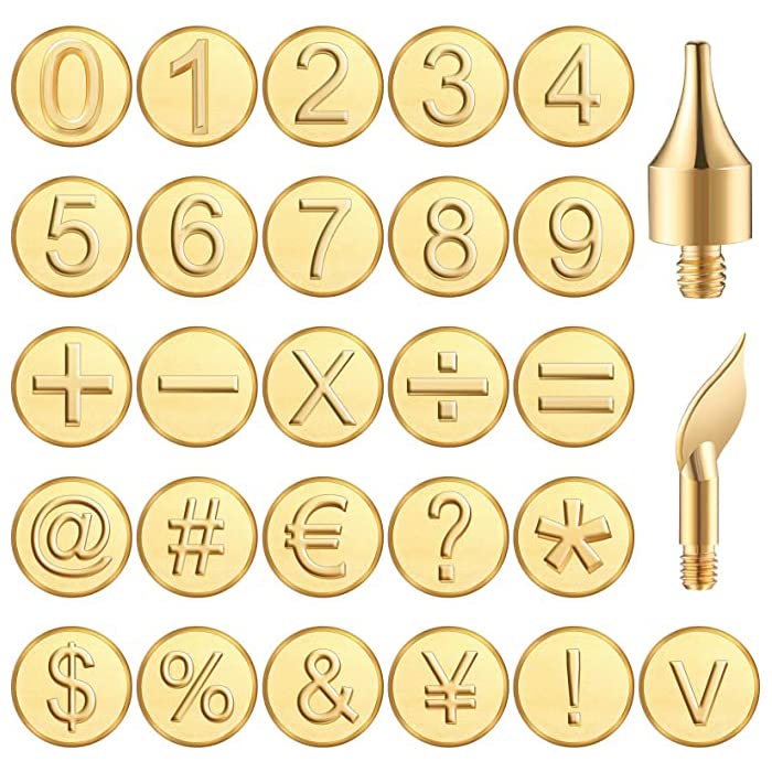 Wood Burning Tips Letters Uppercase Alphabet Branding and Personalization Set for Wood and Other Surfaces by Wooden Letters (Include 26 Letters +2 Ryoma