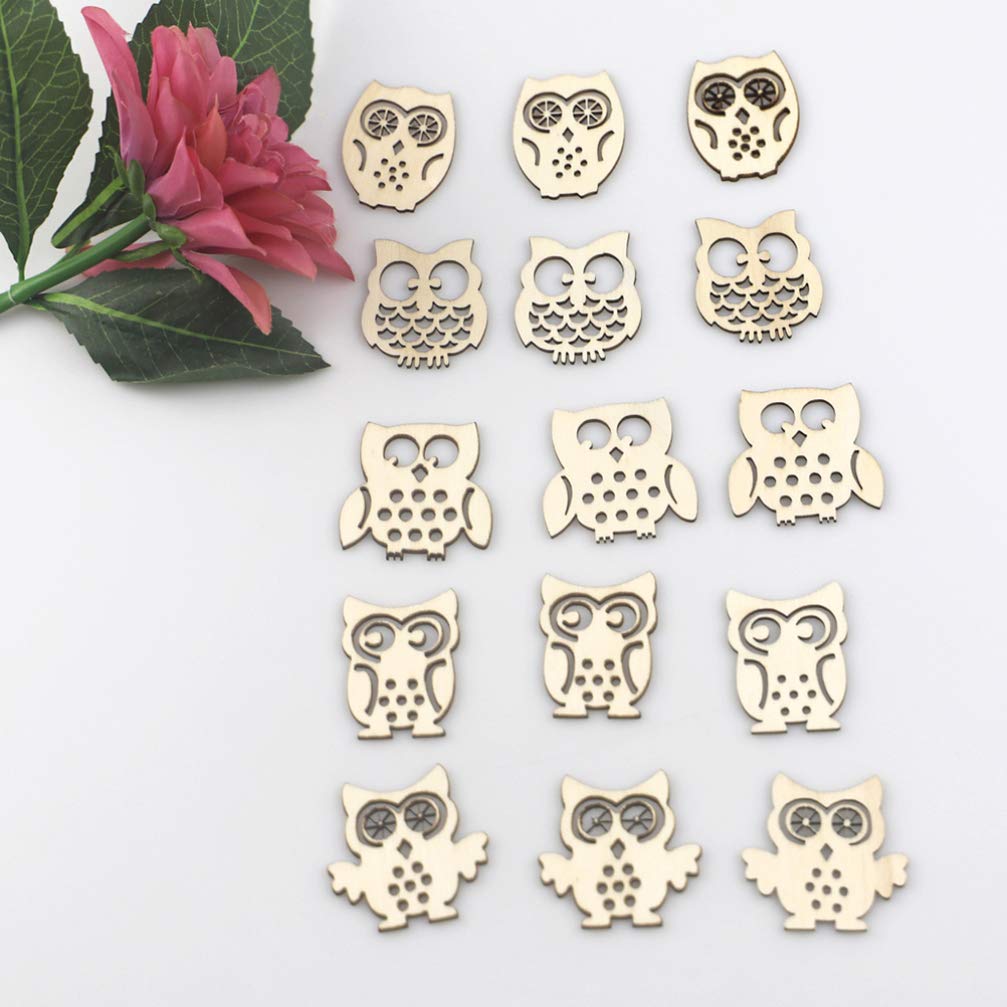 EXCEART Animal Wood Slices 60pcs Natural Wood Slices Owl Unfinished Wood Animal Craft Hanging Wooden Circles with Hole Tree Slice for Arts Painting EXCEART