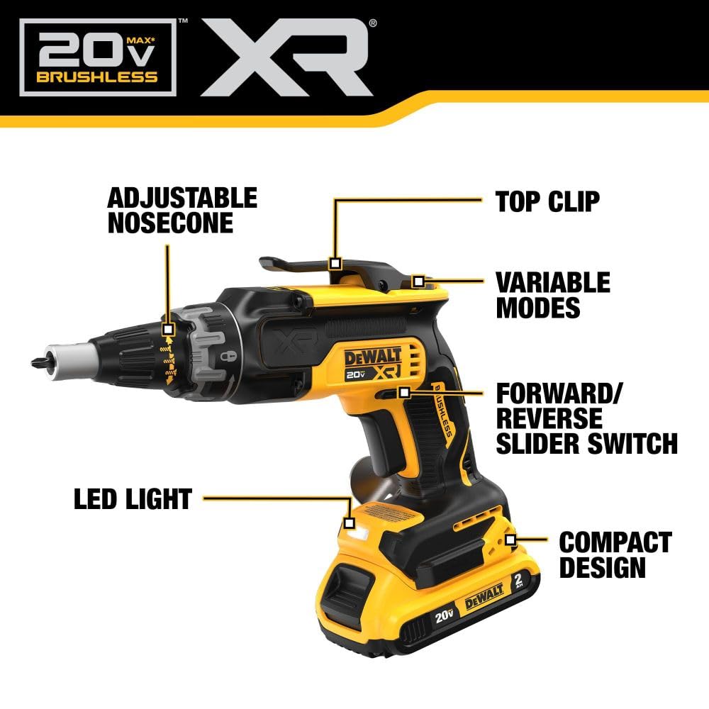 DEWALT 20V MAX* XR Brushless Drywall Screwgun and Cut-Out Tool Combo Kit (2.0Ah) (DCK265D2) DEWALT