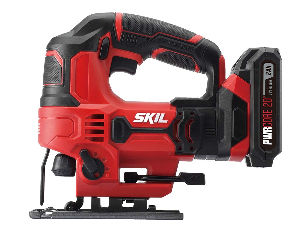 SKIL PWR CORE 20V 7/8 Inch Stroke Length Jigsaw Includes 2.0Ah PWR CORE 20 Lithium Battery and Charger - JS820302 Skil
