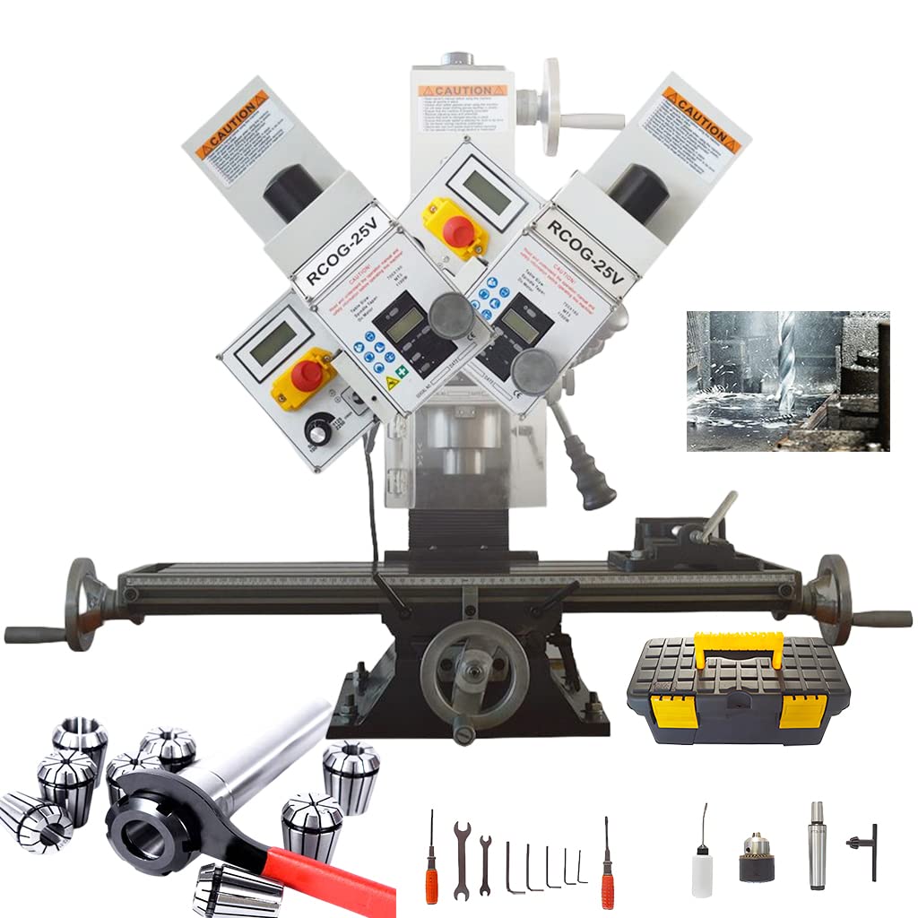 TECHTONGDA High-Precision Mini Milling Machine MT3 with Brushless Motor and Digital Readout Benchtop Mill/Drill for Fine Metal & Wood Processing TECHTONGDA