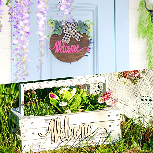 Joyavo Welcome Hello Unfinished Wooden Letters Sign Wood Cutout Signs for Wreath Blank Decorative Word Signs for Crafts/Painting/Wall Decor/Letter Joyavo