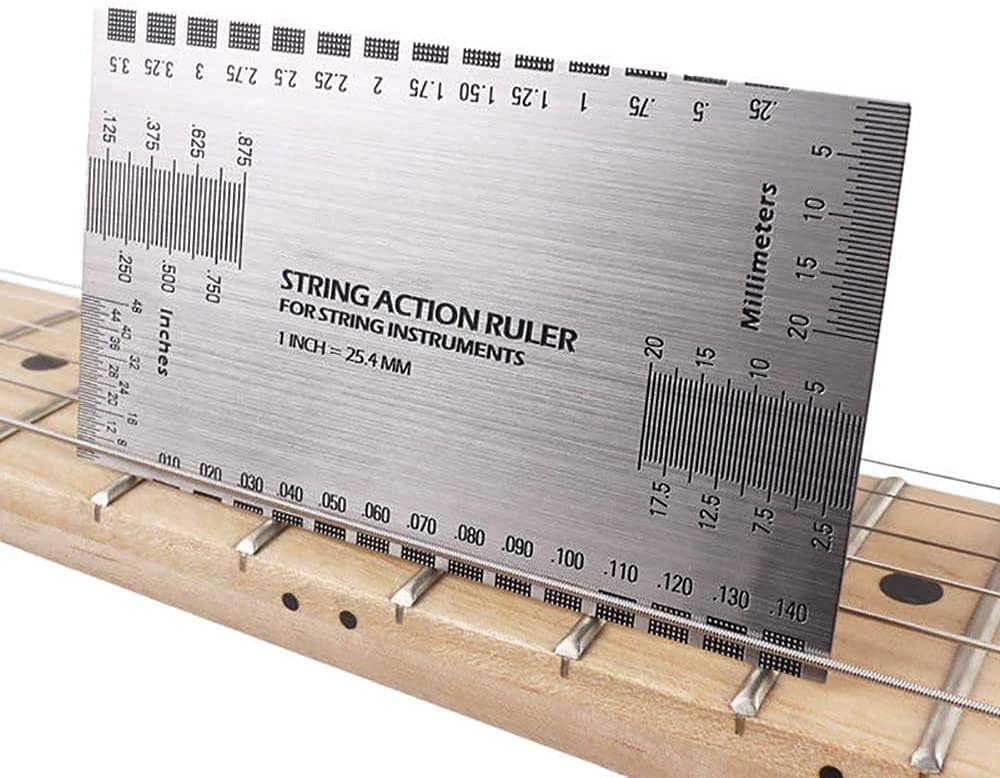 Jiayouy 11 Pieces Guitar Luthier Tool Kit Including 9pcs Understring Radius Gauge String Action Gauge Ruler 32 Blades Feeler Gauge for Guitar and Jiayouy