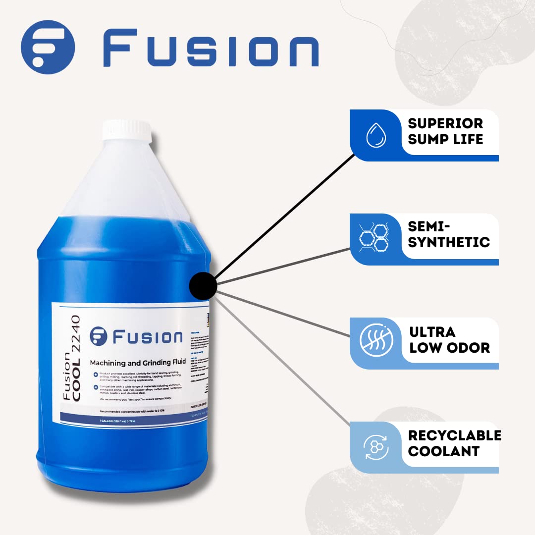 Machining and Grinding Fluid | Fusion Cool 2240 | General Purpose Coolant for Cutting and Grinding Machine Shop Operations | Semisynthetic (1 Gallon) Fusion Chemical