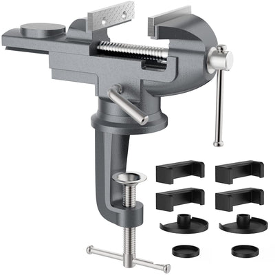 Housolution Universal Table Vise 3 Inch, 360°Swivel Base Bench Clamp Home Vise Clamp-On Vise Repair Tool Portable Work Bench Vise for Woodworking,