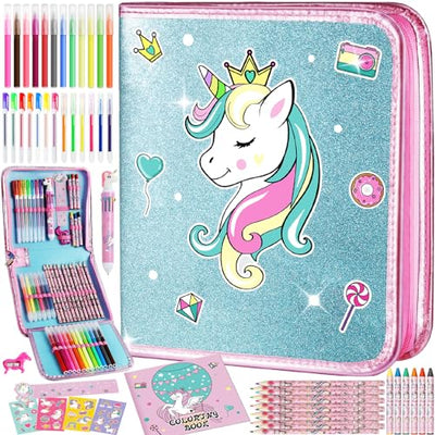 ABERLLS Unicorn Markers Set for Girls Age 5 6 7 8 9 10 Years Old, Unicorns Gifts for Kids Girls Birthday, Art Coloring Marker Kit with Unicorn Pencil