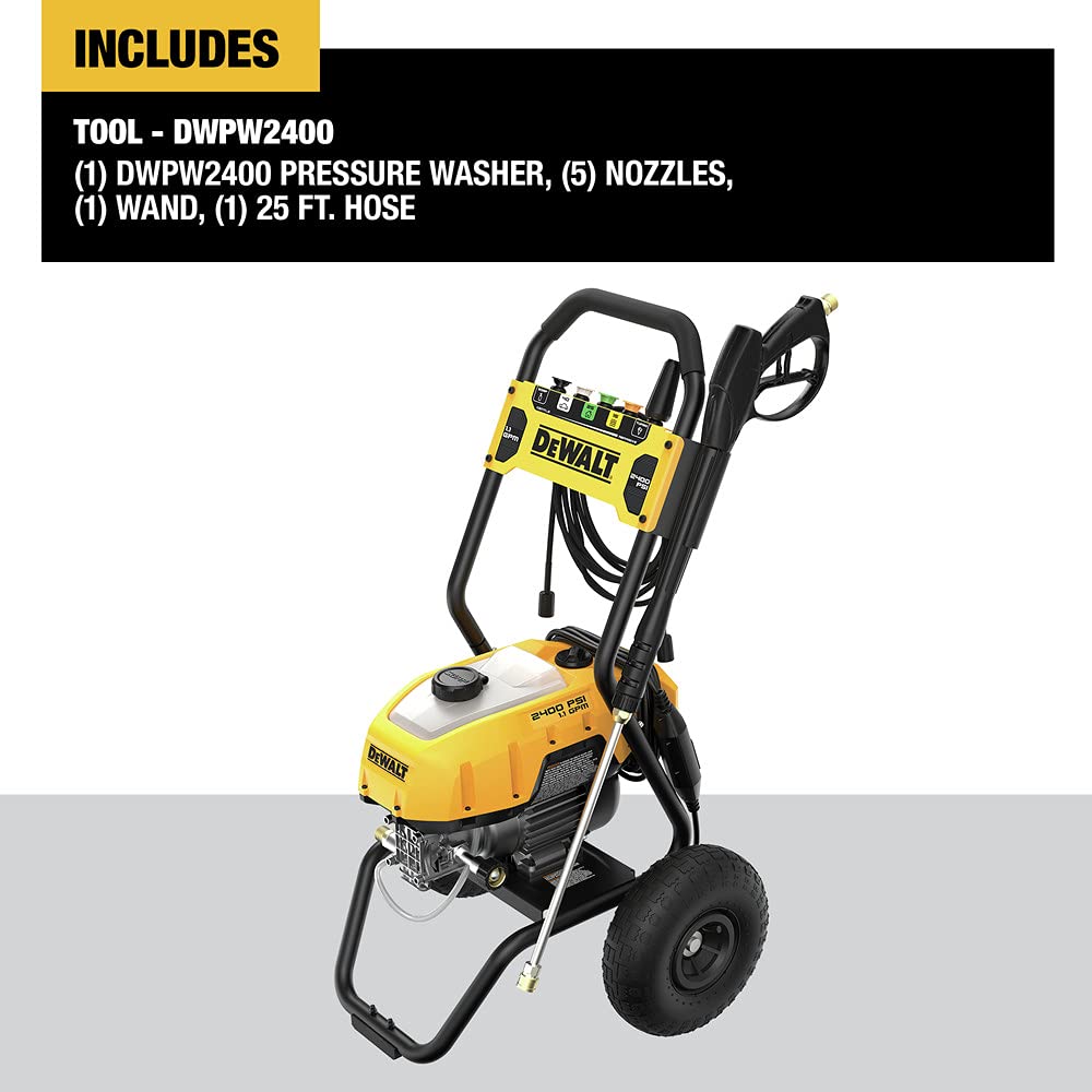 DEWALT Electric Pressure Washer, Cold Water, 2400-PSI, 1.1-GPM, Corded (DWPW2400) DEWALT