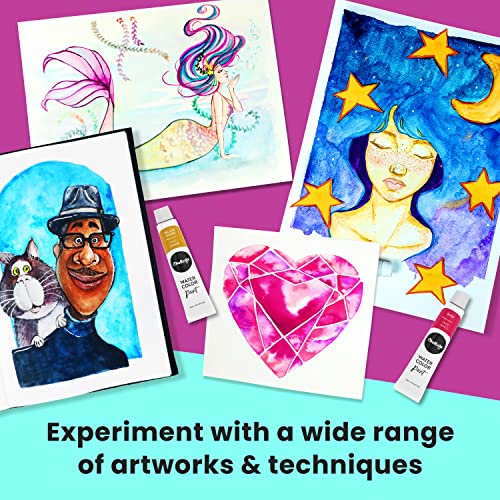 Chalkola Watercolor Paint Set for Adults, Kids, Beginner & Professional Artists - 36 Watercolor Tubes Set (12ml, 0.4oz), 10 Painting Brushes & 1 Chalkola