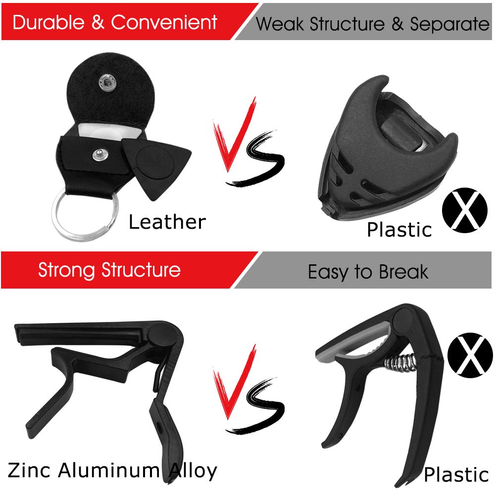 LOMEVE Guitar Accessories Kit Include Acoustic Strings, Tuner, Capo, 3-in-1 Restring Tool, Picks, Pick Holder, Bridge Pins, Nuts & Saddles, Finger LOMEVE