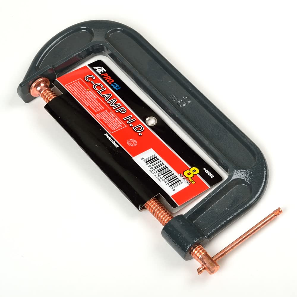 ATE Pro. USA - Heavy Duty Steel 8" C Clamp - Iron Alloy - Versatile Clamp for Brake, parts assembly, fastening, welding, woodwork, metal work, auto - WoodArtSupply