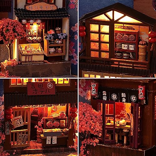DIY Book Nook Kits, 3D Wooden Puzzles Bookshelf Insert Decorative Bookend Model Kits with LED,DIY Diorama Dollhouse Kit Crafts Hobbies Home Decor for tomyoung