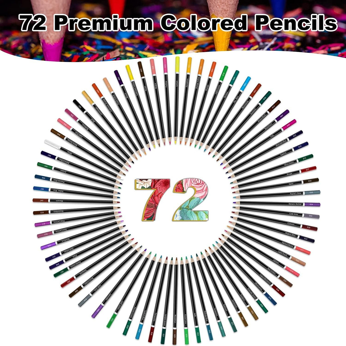 Colored Pencils for Adult Coloring Books, 72 Colored Professional Drawing Pencils, Art Supplies WoodArtSupply