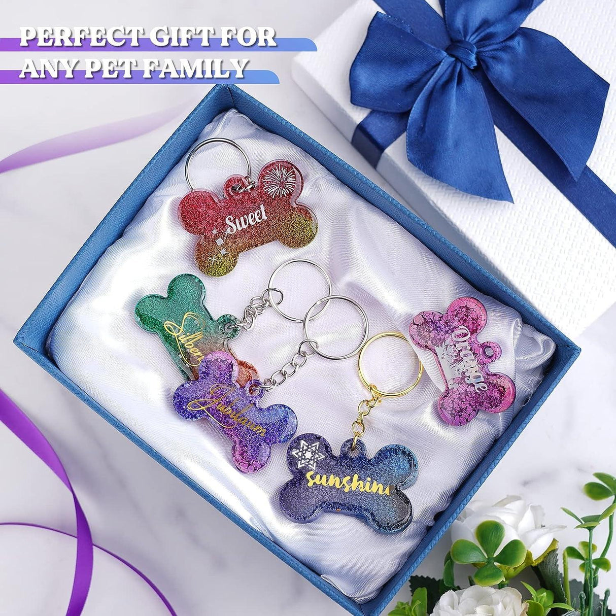 Pet Tag Resin Molds Silicone for Cat Dog | Epoxy Resin & UV Resin Bone Shape Keychain Molds with 10Pcs Key Ring & 10Pcs Jump Ring, DIY Keychain WoodArtSupply