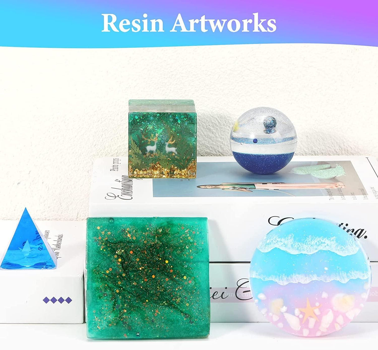 3 PCS Large Resin Molds Silicone, Silicone Molds for Resin Including Large Hexagonal and Square Heart Resin Mold, Epoxy Resin Molds for Flower WoodArtSupply