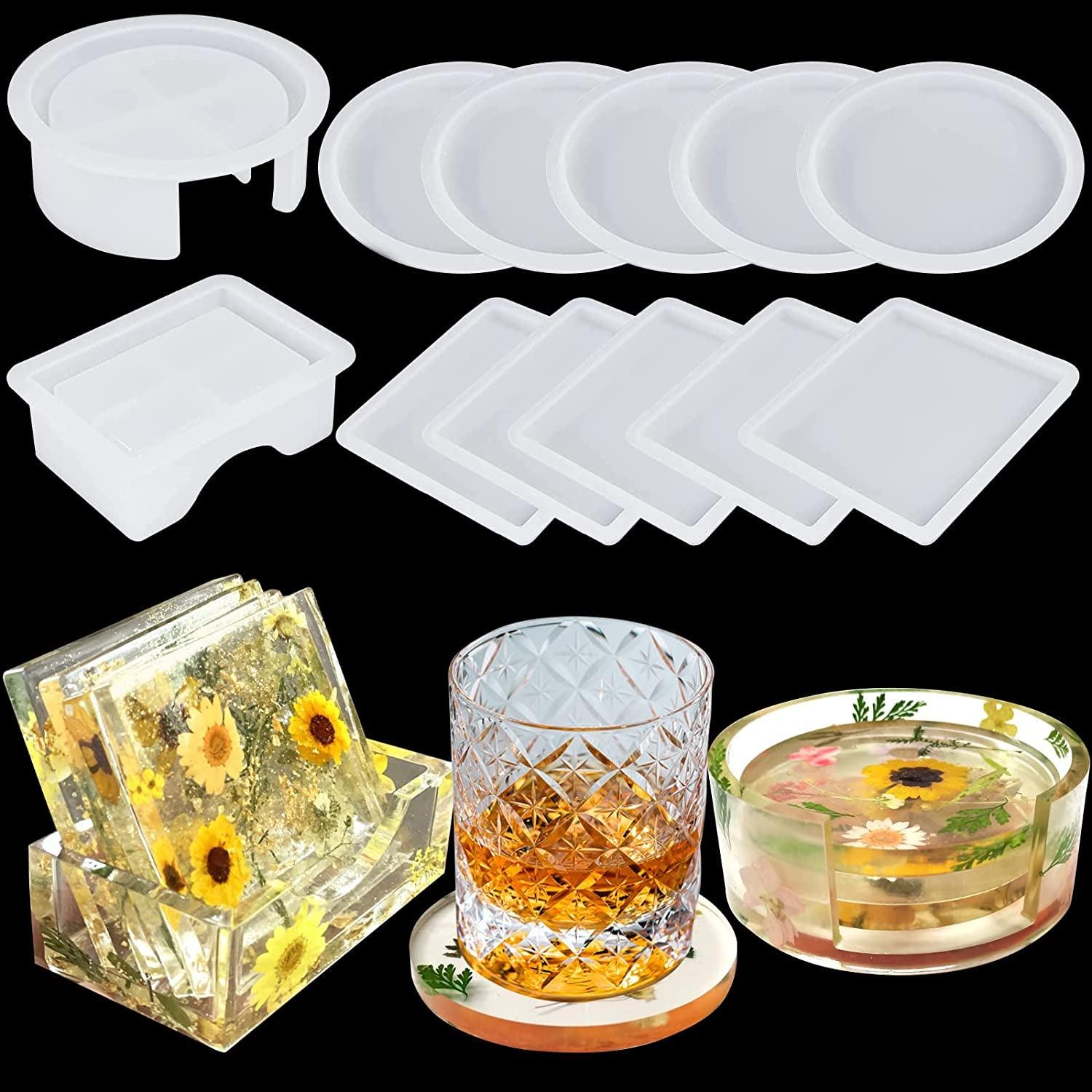 LET'S RESIN 18 Pcs Coaster Resin Molds Silicone, Coaster Molds