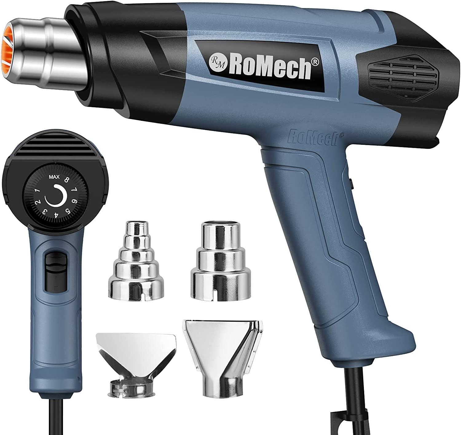 Heat Gun 1800W Variable Temperature Settings 122℉~1202℉ (50℃- 650℃), Asnish  Fast Heat Hot Air Gun, Durable& Overload Protection, with Nozzles for