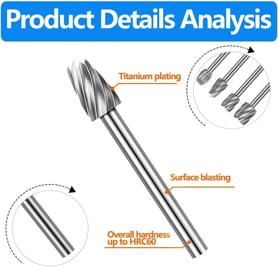 Carving Bits Wood Engraving Router Bit with 1/8"(3Mm) Shank, 20Pcs HSS Different Burr Set to Meet Your Different Needs, Durable Rotary Tools WoodArtSupply