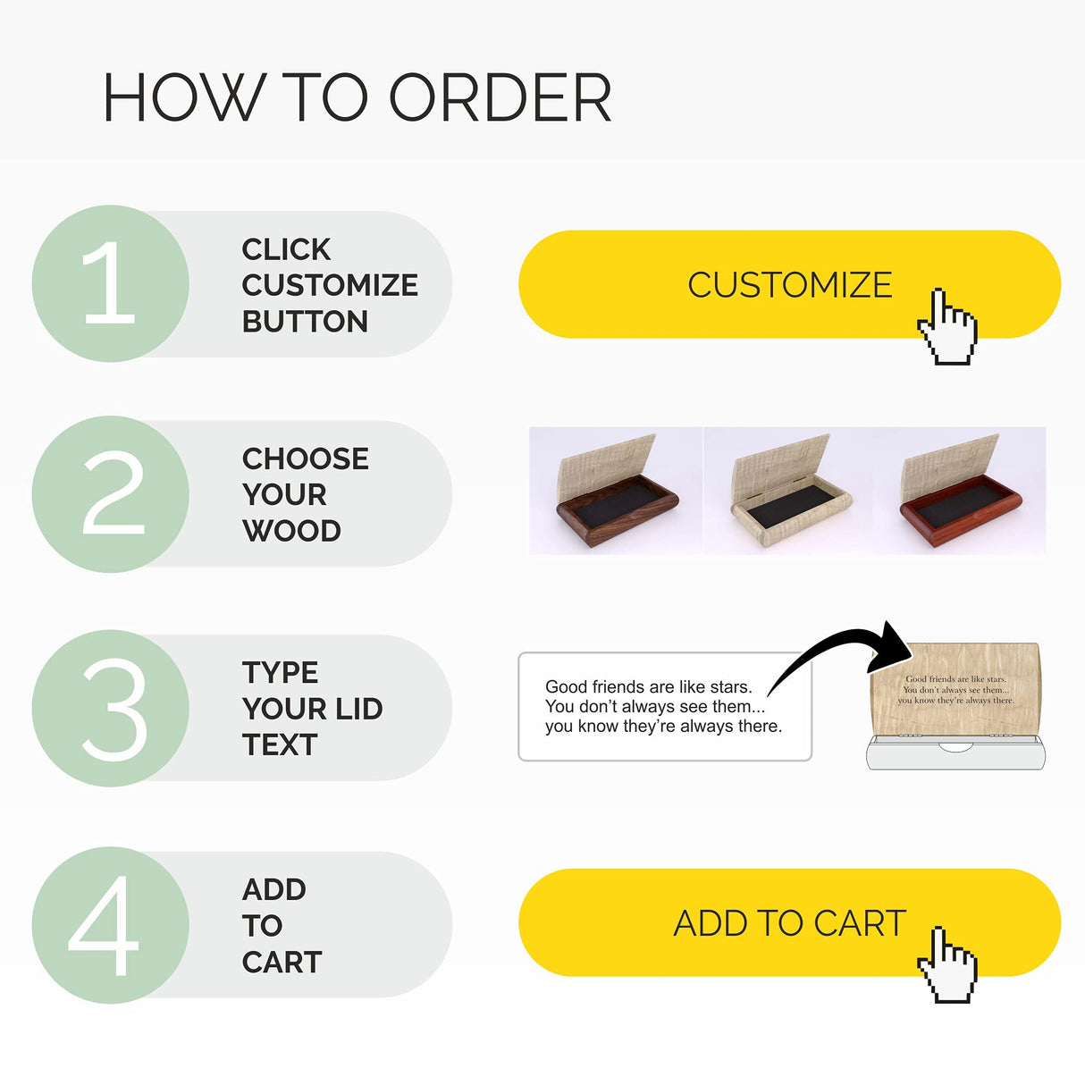 Mikutowski Woodworking Personalized Wooden Keepsake Box - Handmade in USA - Wood Art Artisan Trinket Box - Original Engraved Keepsake Box Organizer - Mikutowski Woodworking