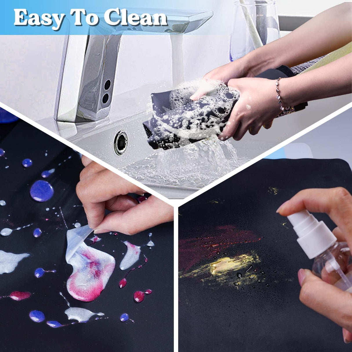 LET'S RESIN 3Pcs Silicone Mat for Crafts, 15.7" x 11.7" Nonstick & Nonslip Silicone Crafts Mat, Multipurpose Heat-Resistant Table Protector Silicone LET'S RESIN