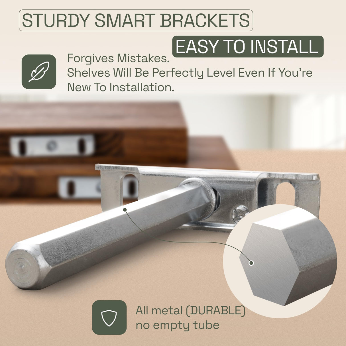 BAOBAB WORKSHOP Wood Floating Shelves 16 inch - Bathroom Shelves for Room Wall Mount - Wide Wooden Wall Shelves for Bedroom Kitchen Living Room - BAOBAB WORKSHOP