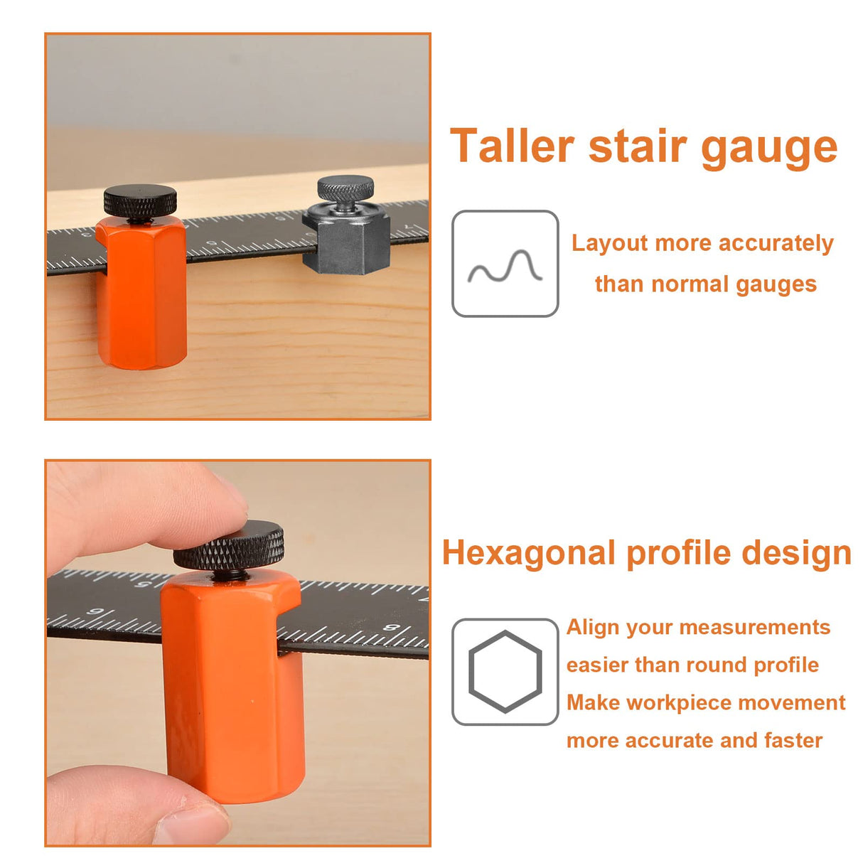 iGuerburn 2Pcs Stair Gauges for Framing Square, Stair Gauge Knobs for Layout Attachment Framing Jigs - Orange iGuerburn
