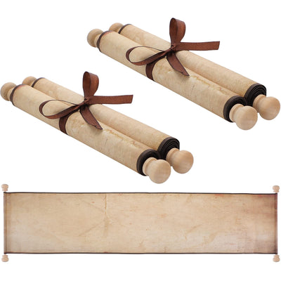 2 Pack Blank Paper Scrolls 7.5 x 31 Inches Scroll Paper Wrapped on Wood Rod for Writing, Drawing, Calligraphy, Wedding Vows, Invitation, Renaissance