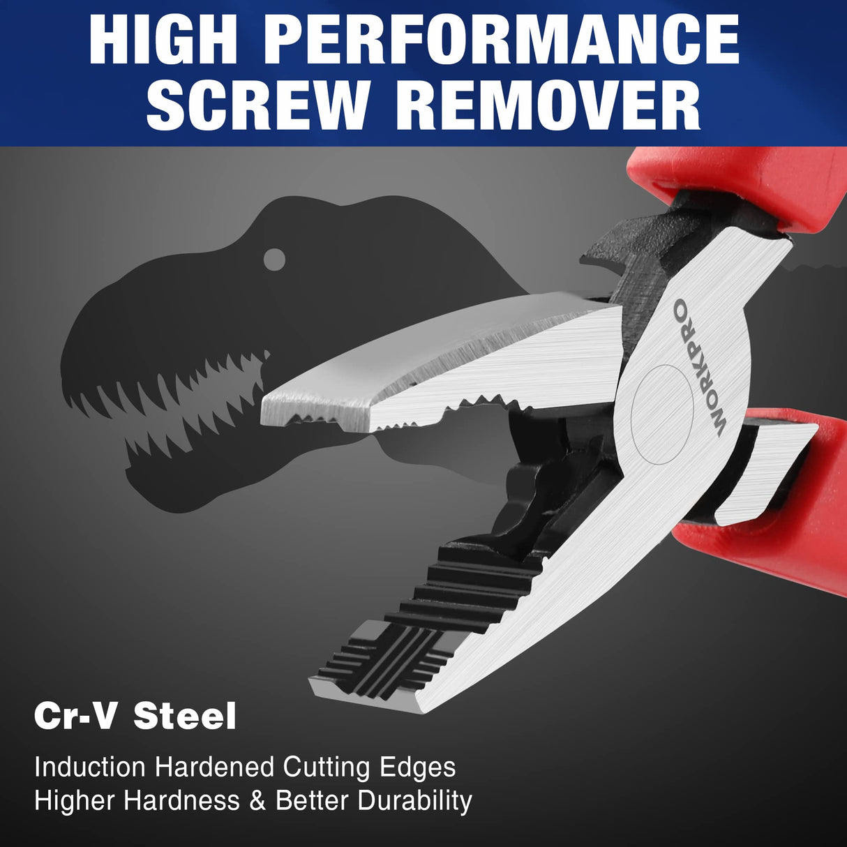 WORKPRO 6.5" Linesman S Screw Extractor Pliers(Combination Pliers) with Unique Non-slip Jaws, Stripped Screw Remover Tool, Lineman Pliers for Quickly WORKPRO