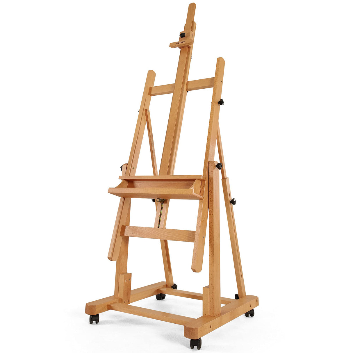 VISWIN Heavy-Duty Extra Large H Frame Easel, Hold Canvas to 82", Tilts Flat, Professional Solid Beech Wood Studio Artist Easel with Storage, Wheels, VISWIN