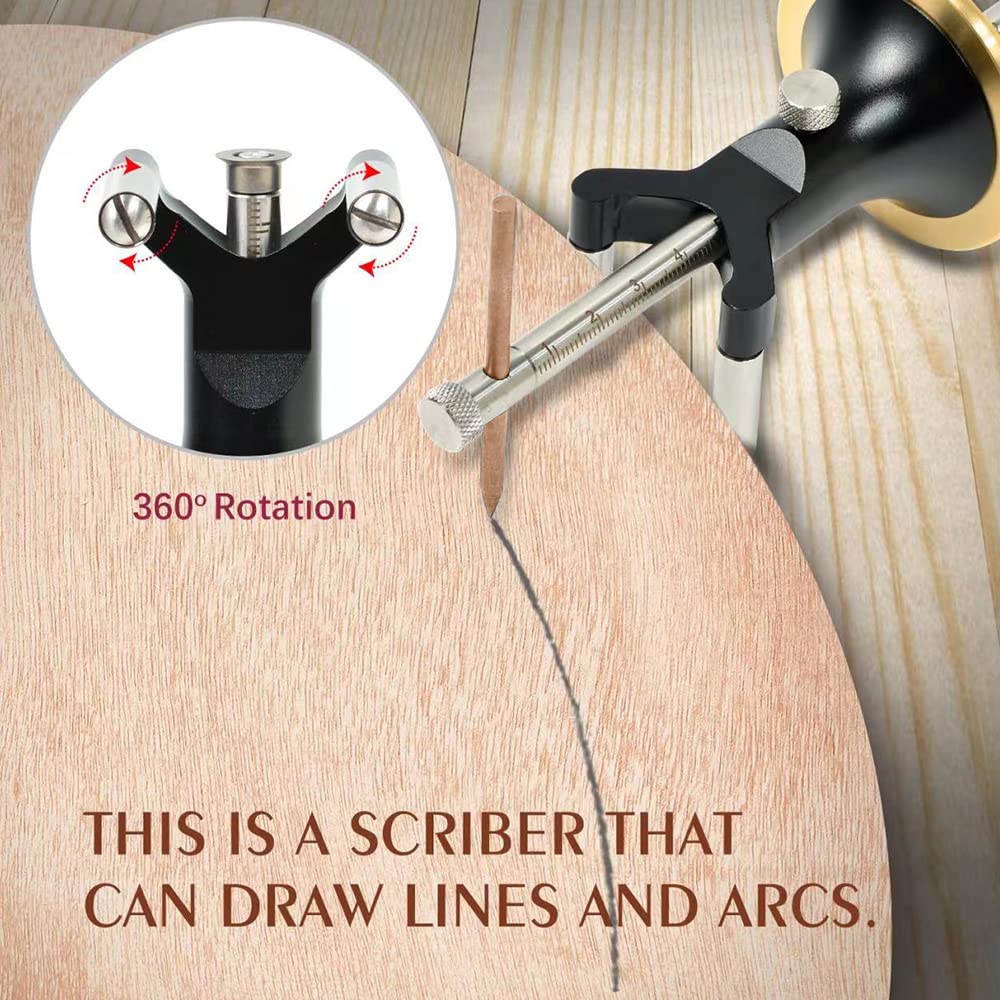 YOSELIN Dovetail Jig Wheel Marking Gauge Wood Scribe Tool Set, English and Metric Unit Accuracy 1/32" and 1mm Per, Adjustable Precision Linear Arc YOSELIN