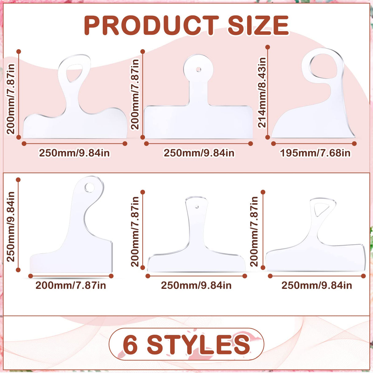 Frienda 6 Pcs Charcuterie Board Template Acrylic Router Template Cutting Board Template for Woodworking Thick Handle Template with 3 Pens Angled Frienda