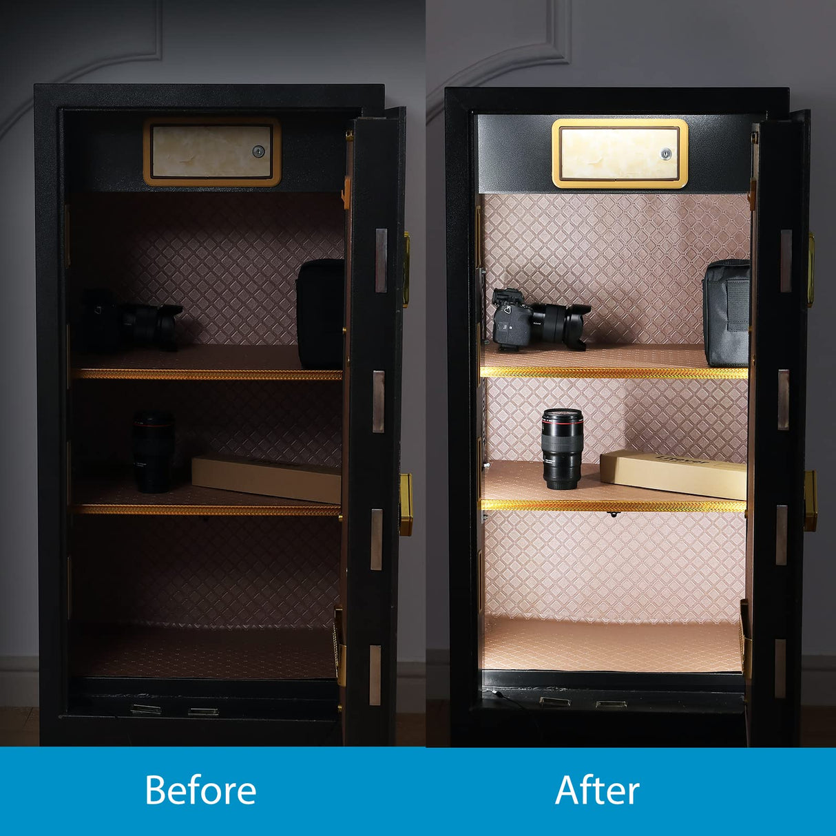 Litever LED Safe Light Kit. Human Motion Sensor Activated. 6 Slim LED Light Bars. Linkable Extendable Plug-in for Gun Safe, Locker, Closet, Showcase, Litever