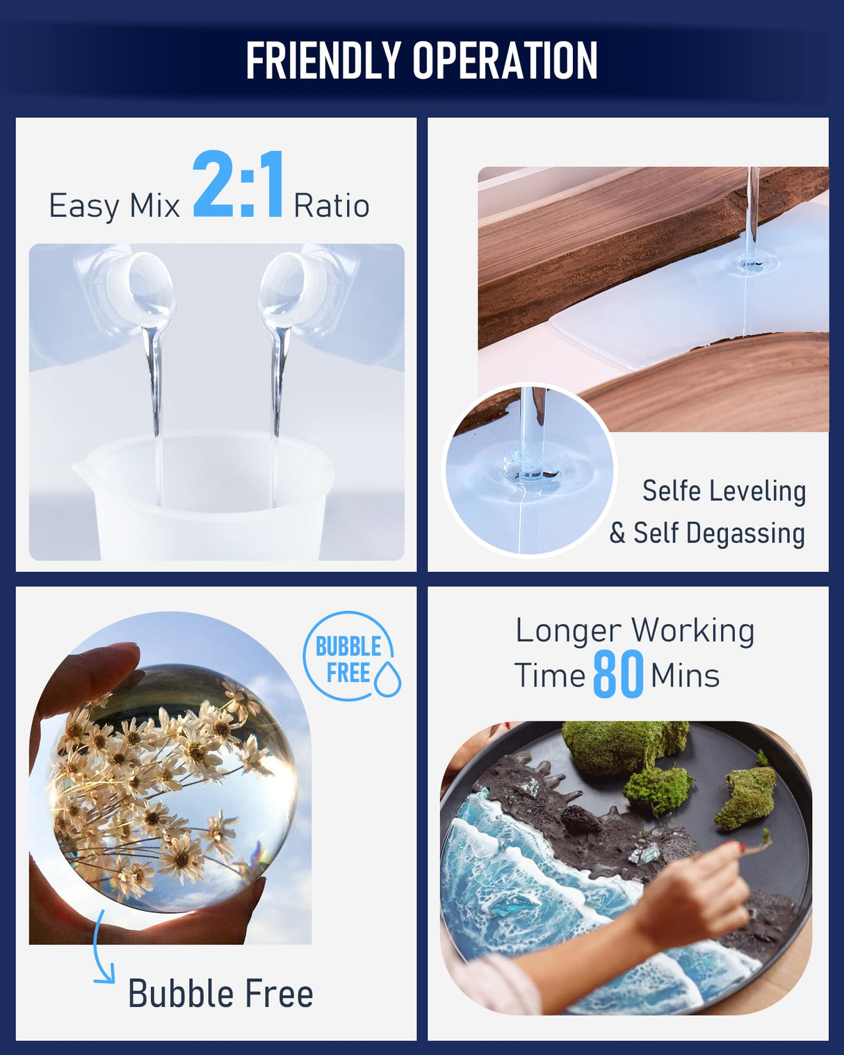 Nicpro 3 Gallon Deep Pour Epoxy Resin Kit, 2 to 4 Inch Depth Crystal Clear & High Gloss, Bubble Free Epoxy Resin for Craft River Table,Wood Filler, Nicpro