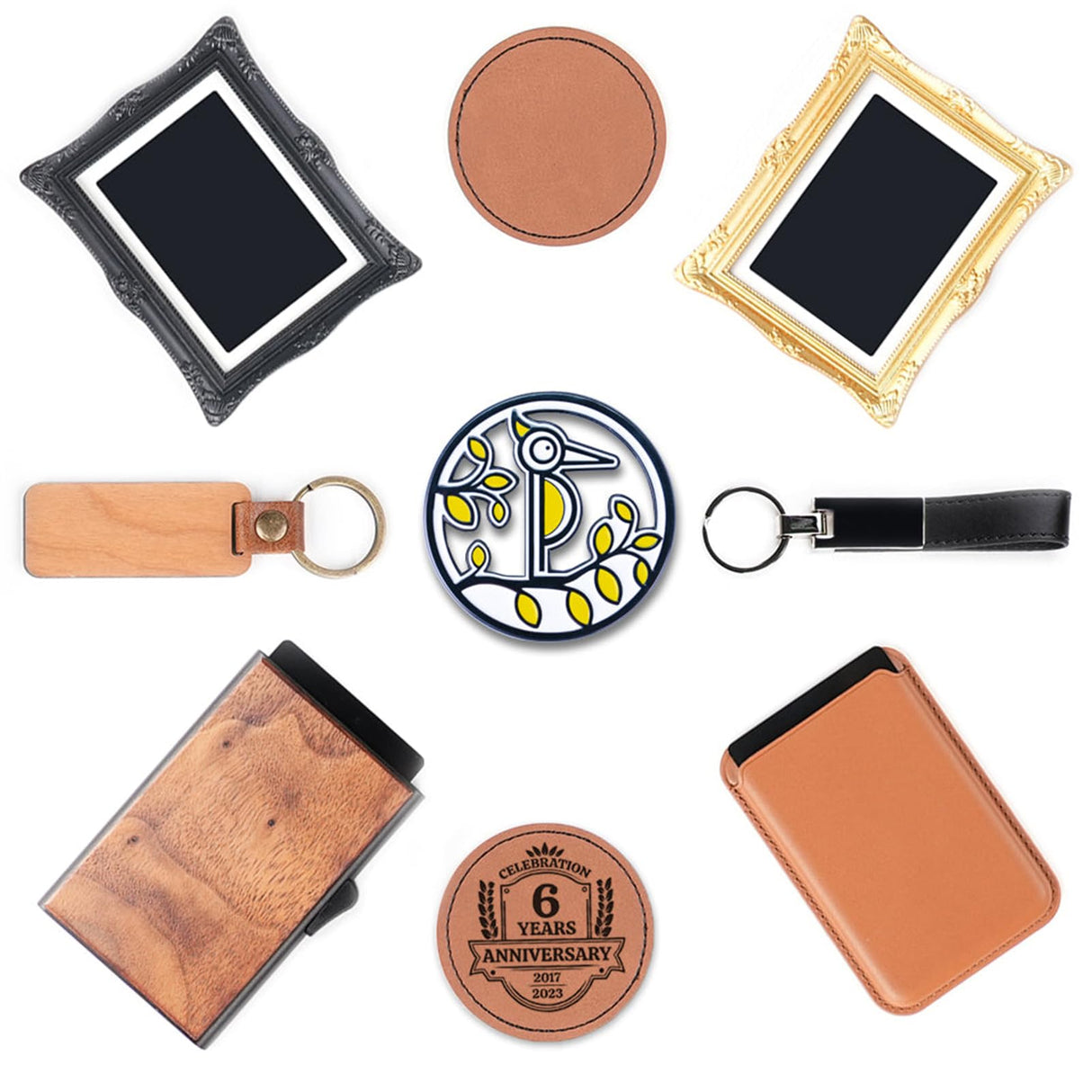 LaserPecker LP4 Essentials Material Kit, Laser Material Kit 7 Kinds of Laser Engraving Materials and Custom Stainless Steel Logo Refrigerator Magnet LaserPecker