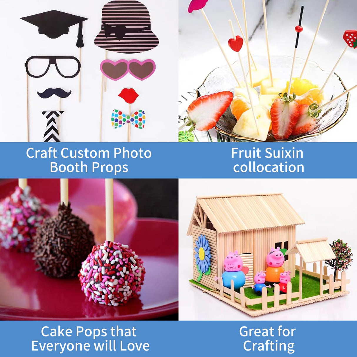 KTOJOY 70PCS Dowel Rods Wood Sticks Wooden Dowel Rods - 1/8x 12 Inch Precut Dowels for Crafting, Hardwood Dowel Rod Assortment, Cake Dowels for KTOJOY