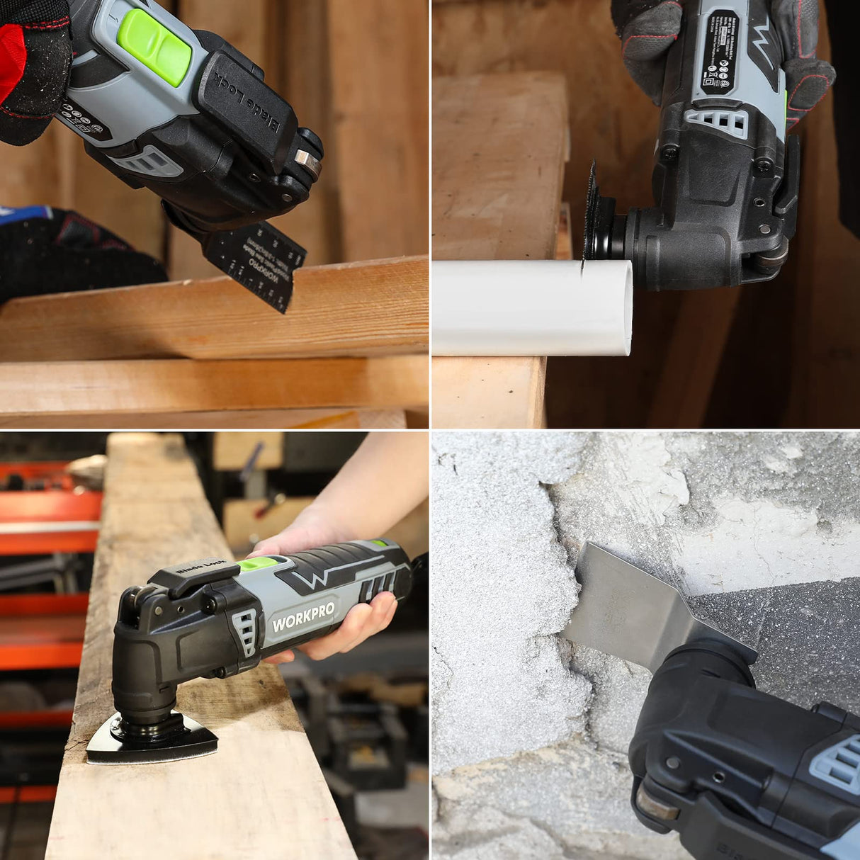 WORKPRO Oscillating Multi-Tool Kit, 3.0 Amp Corded Quick-Lock Replaceable Oscillating Saw with 7 Variable Speed, 3° Oscillation Angle, 17pcs Saw WORKPRO