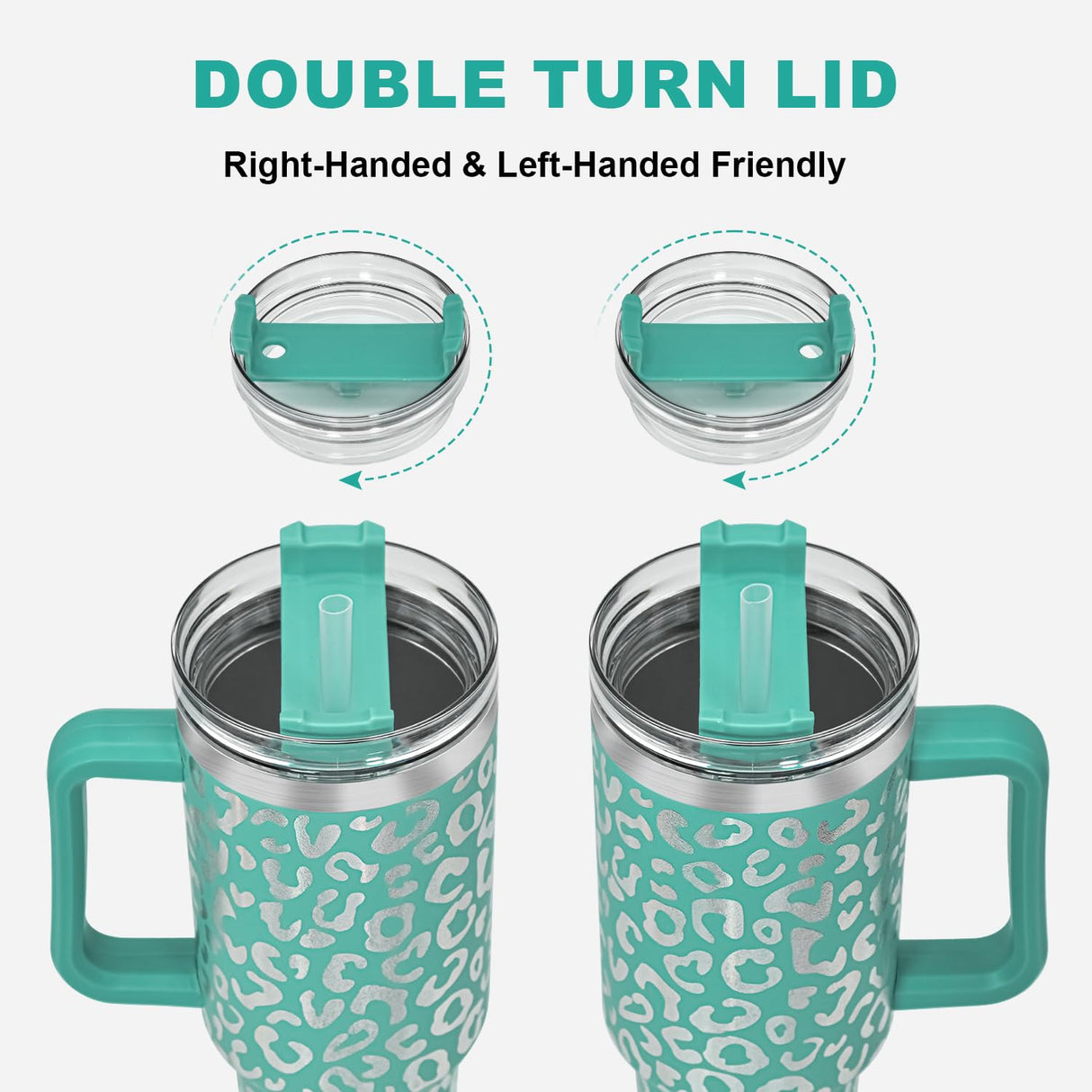 FECBK 40 oz Tumbler with Handle and Straw, 100% Leak-Proof Travel Mug, Stainless Steel Double Wall Vacuum Insulated Coffee Cup Keeps Cold For 34 FECBK