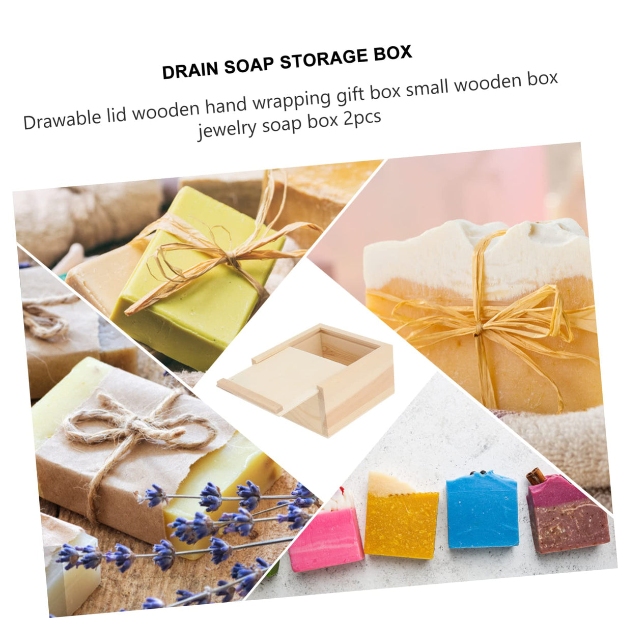 Abaodam 2pcs Boxes Small Wooden Box Unfinished Wood Organizer Sundries Storage Tray Plain Bamboo Soap Wooden Jewelry Case Wood Decor Jewelry Abaodam