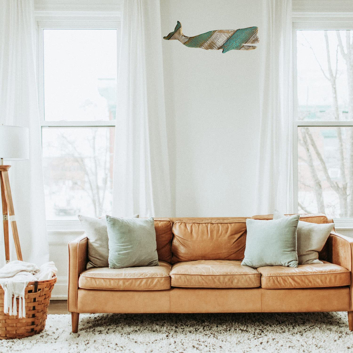 YUMBOR Rustic Wooden Nautical Hanging Handcarved Whale Wall Decor, Distressed Whale Wall Sculpture Indoor Outdoor Beach Themed Decoration 16''H YUMBOR