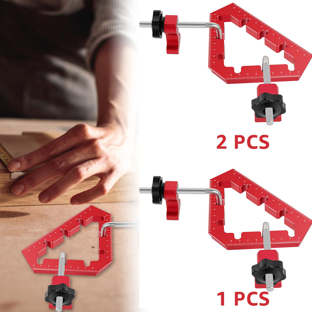 Tzdxfgl Corner Clamps for Woodworking Tools, 45 and 90 Degree Angle Clamps with Fixer, Aluminum Alloy Positioning Squares Right Angle Clamps, Precise Tzdxfgl